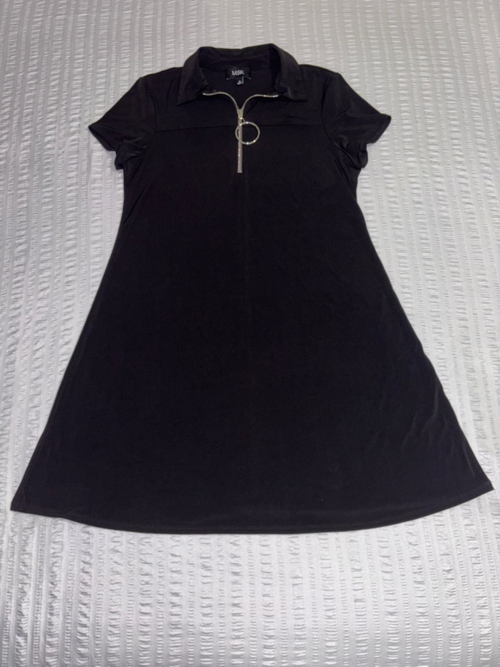 MSK Sz M Black Short Sleeve Zip Polo Dress